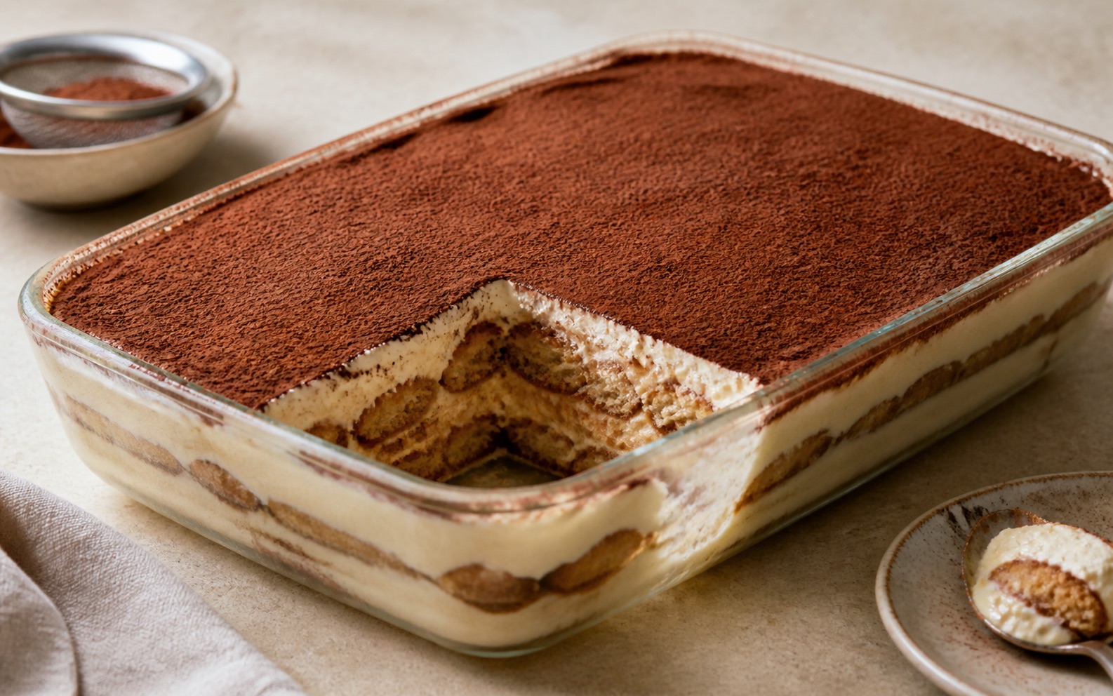 Tiramisu italien aux biscuits imbibés de café et mascarpone